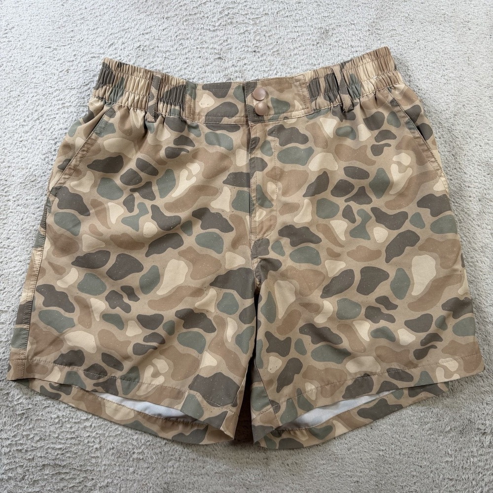 Burlebo Shorts Mens Small Camo Hybrid Lined Active Performance Snap Stretch